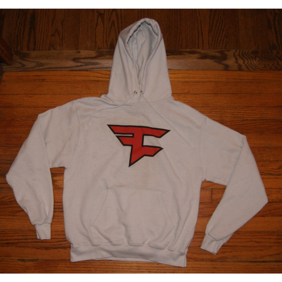 Faze Clan Champion Hoodie Pullover Mens M White Gaming Sweatshirt Orange Logo - Picture 2 of 9